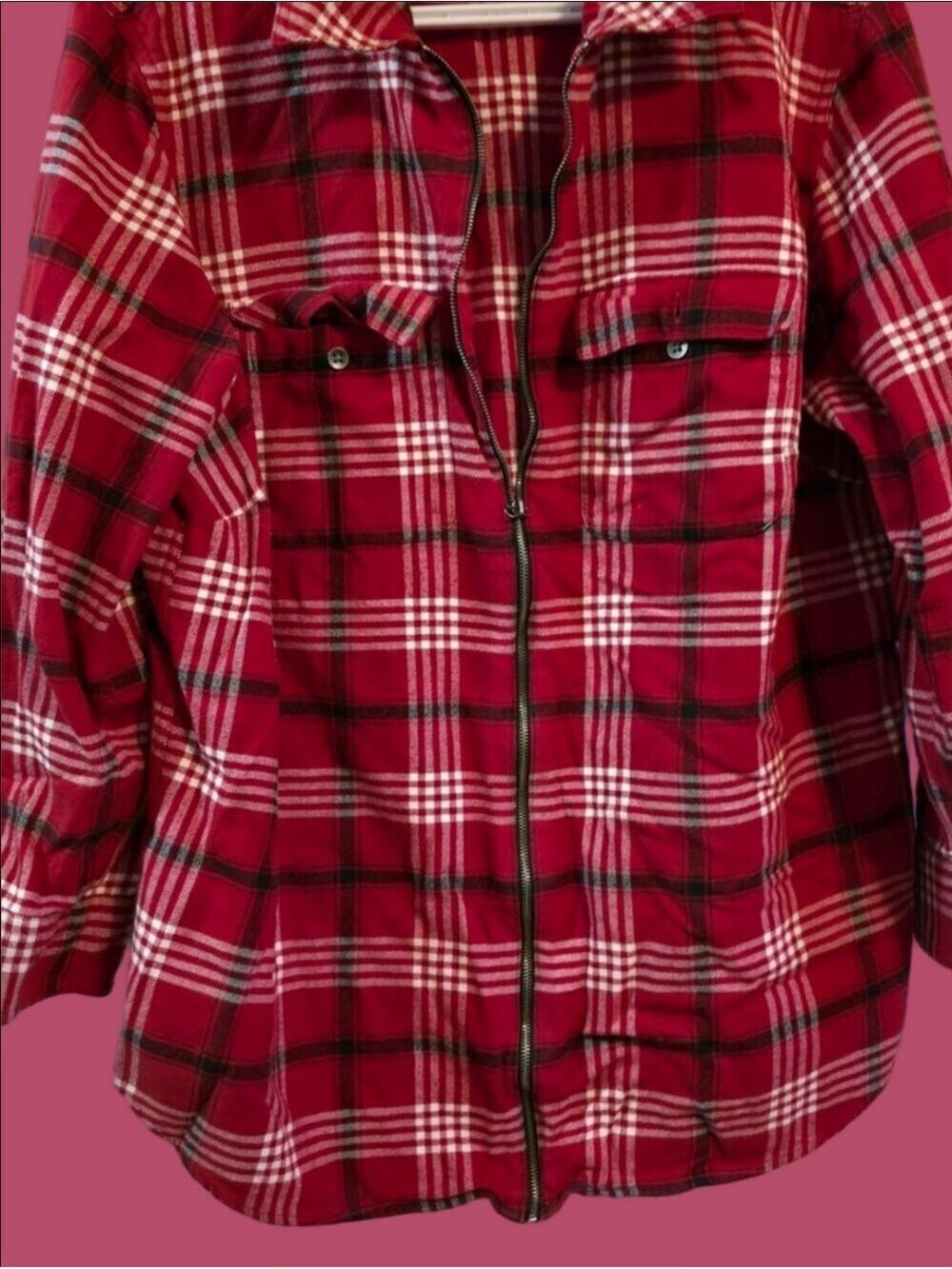 4/$67 Deal! Chaps Red Plaid Zip-Front Jacket